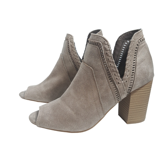 Fergalicious Women's Open Toe Ankle Boots 8.5M‎ Taupe - Picture 1 of 13
